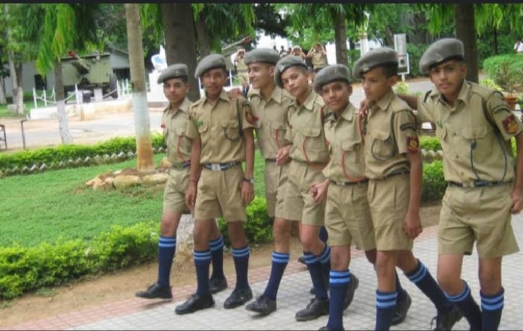 Some students in the cadet uniform in Sainik School hostel