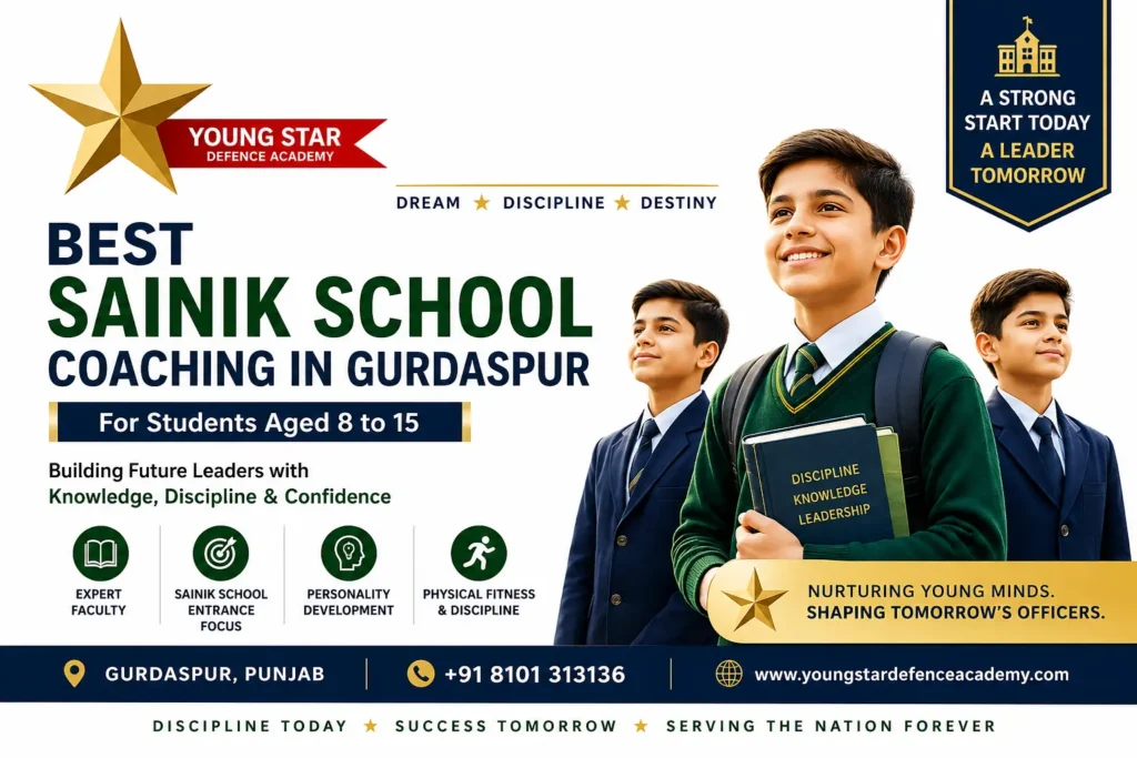 Best Sainik School Coaching In Gurdaspur 30 Best Sainik School Coaching in Gurdaspur by Young Star Defence Academy for students aged 8 to 15