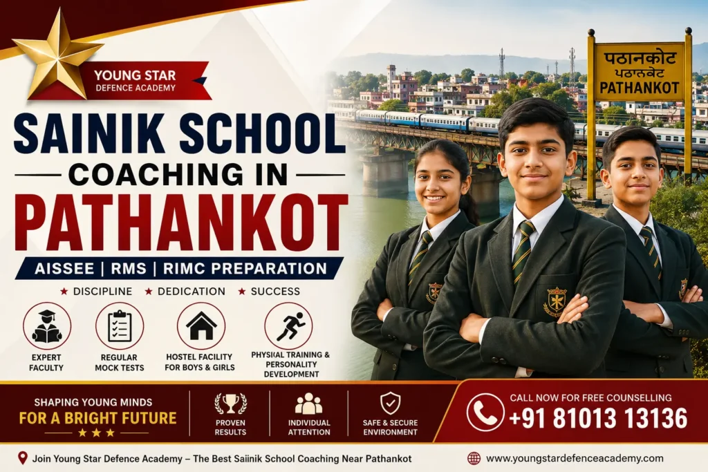India's No.1 Sainik School Coaching in Pathankot 29 Best Sainik School Coaching in Pathankot by Young Star Defence Academy for AISSEE, RMS and RIMC preparation