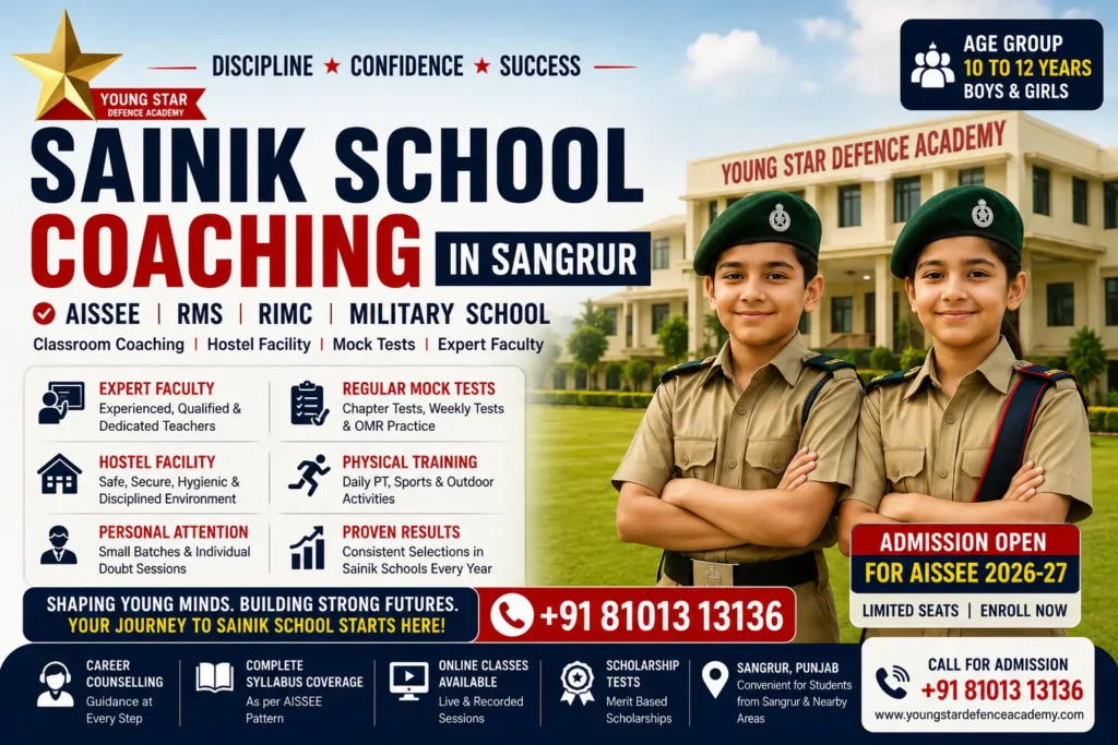 Sainik School Coaching in SANGRUR 22 Best Sainik School Coaching in Sangrur Punjab for AISSEE Preparation