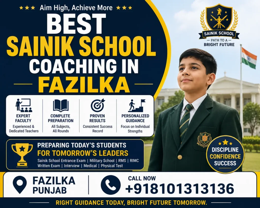 best sainik school | rimc | military school coaching in Fazilka 1 Best Sainik School coaching institute in Fazilka Punjab for AISSEE preparation with expert faculty and defence exam training
