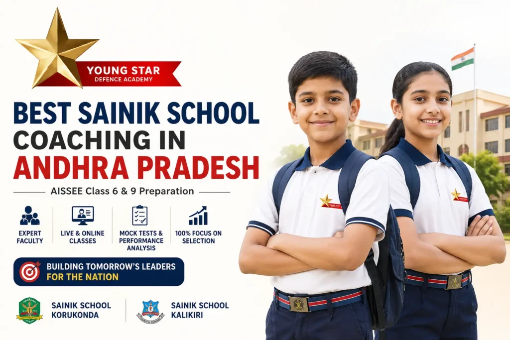 best sainik school | rimc | military school coaching in Andhra Pradesh 1 Best Sainik School Coaching in Andhra Pradesh by Young Star Defence Academy with boy and girl students preparing for AISSEE Class 6 and Class 9 entrance exam.