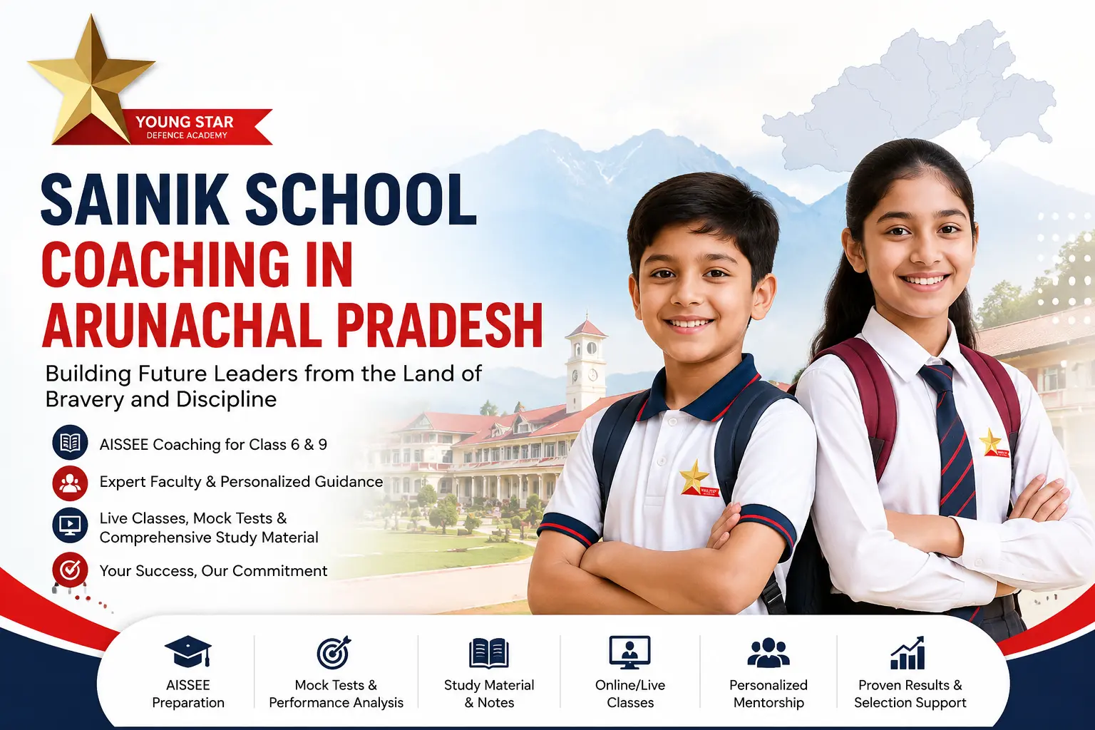 Sainik School Coaching in Arunachal Pradesh with expert AISSEE preparation, online classes, mock tests, and study material for Class 6 and Class 9 students.