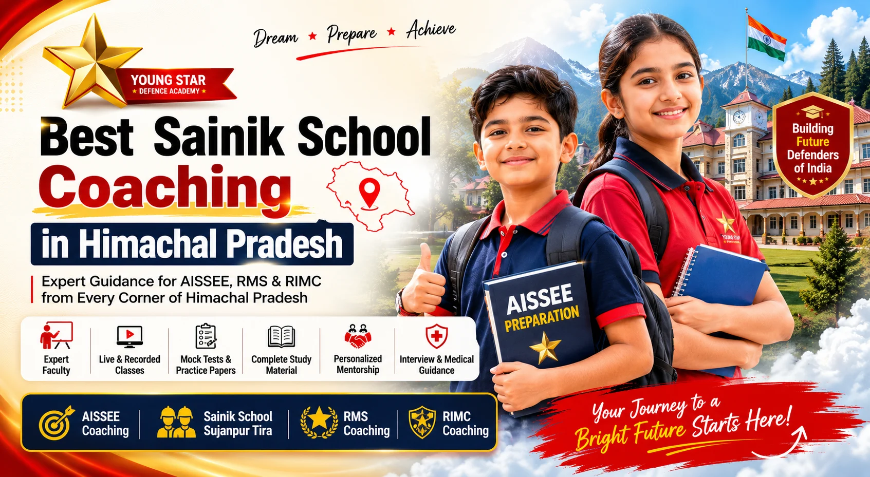 Best Sainik School Coaching in Himachal Pradesh by Young Star Defence Academy with AISSEE, RMS and RIMC preparation for boys and girls.