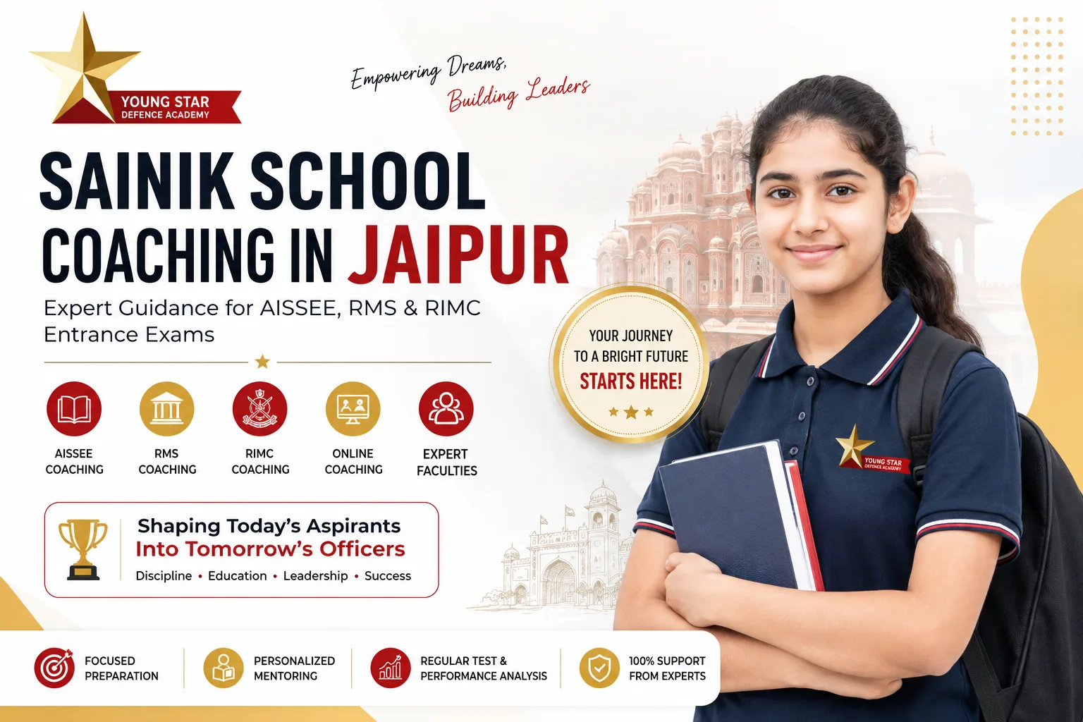 Student preparing for Sainik School entrance exam with expert AISSEE, RMS and RIMC coaching in Jaipur by Young Star Defence Academy