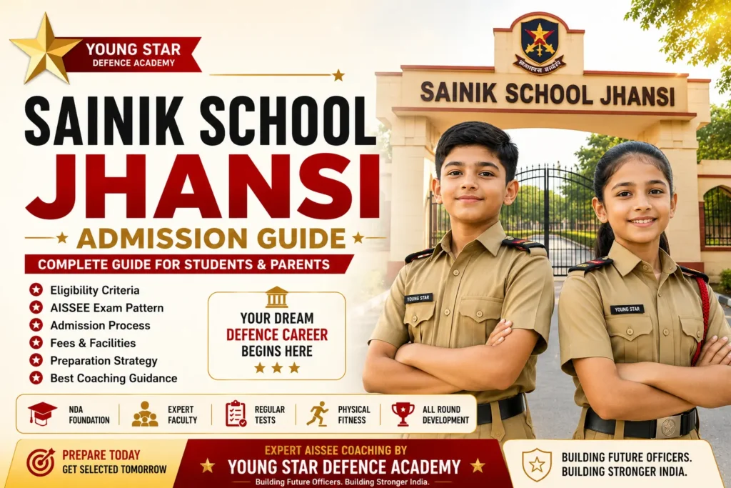 Sainik School Jhansi Admission Guide | Eligibility, AISSEE Exam & Coaching 5 Sainik School Jhansi Admission Guide with AISSEE Coaching by Young Star Defence Academy featuring a boy and girl student