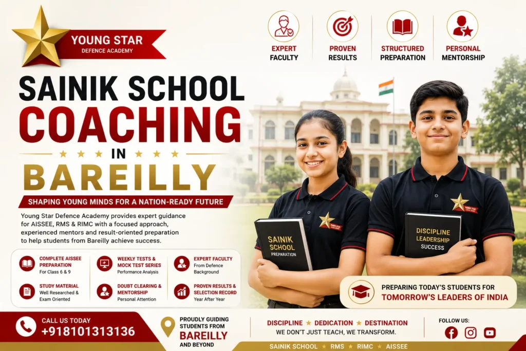 Best Sainik School, RMS, RIMC & Navodaya Coaching in Bareilly 5 Sainik School Coaching in Bareilly by Young Star Defence Academy featuring one boy and one girl student preparing for AISSEE, RMS and RIMC entrance exams.