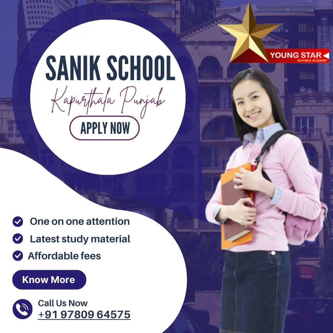 "Educational graphic highlighting Sainik School coaching programs at Young Star Defence Academy in Taran Taran Punjab"