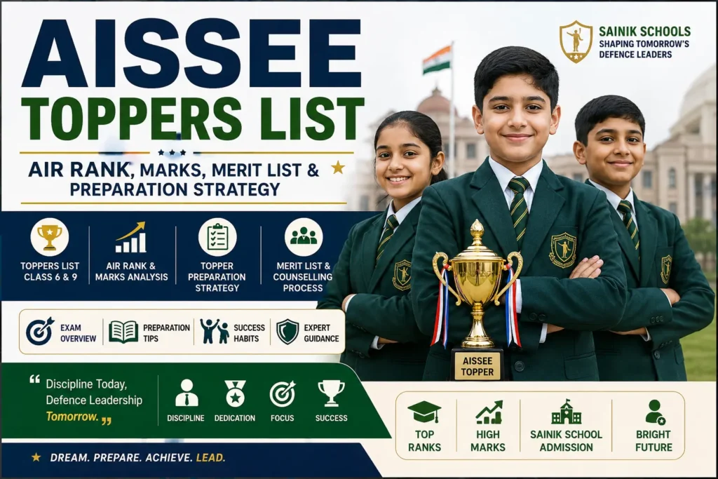 AISSEE Toppers 2027: 9 AISSEE toppers list with AIR rank, topper marks, merit list and preparation strategy for Sainik School entrance exam