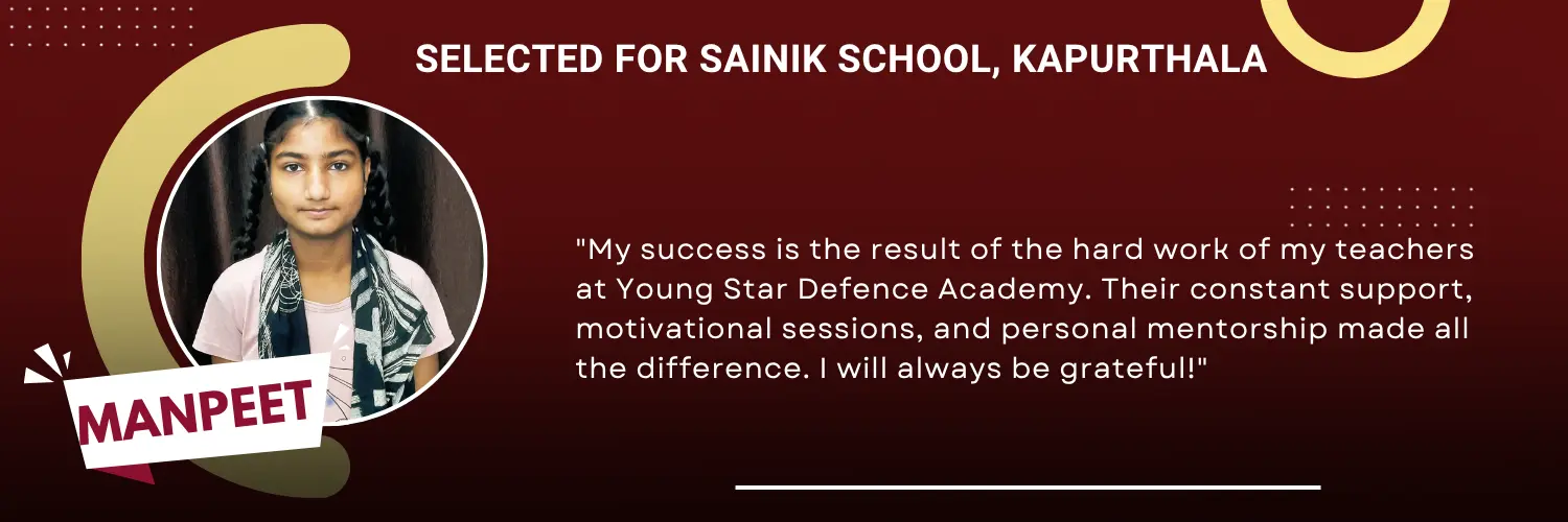 Selected in Sainik School Kapurthala