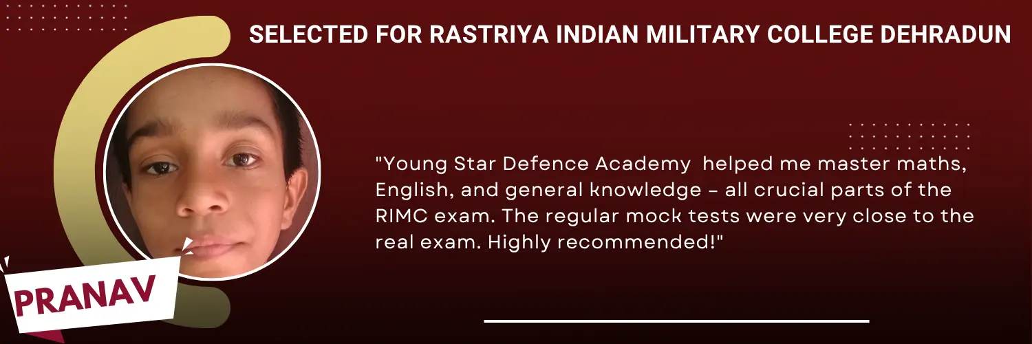 Selected for Rastriya Indian Military College Dehradun