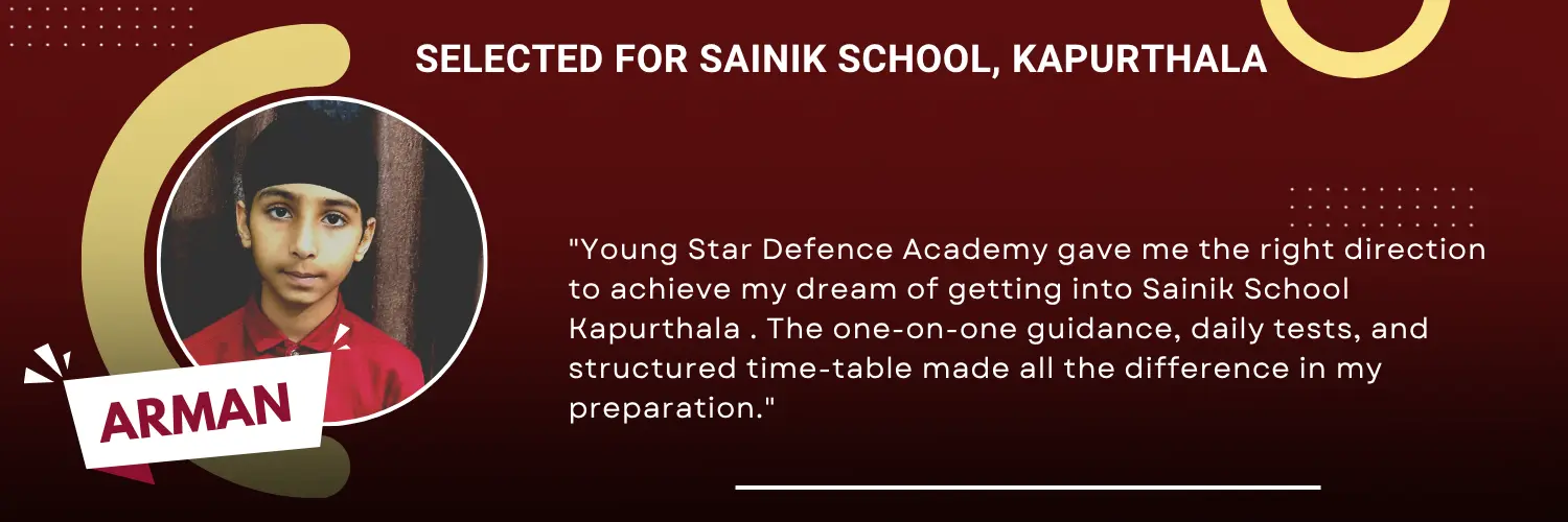 Selected in Sainik School Kapurthala