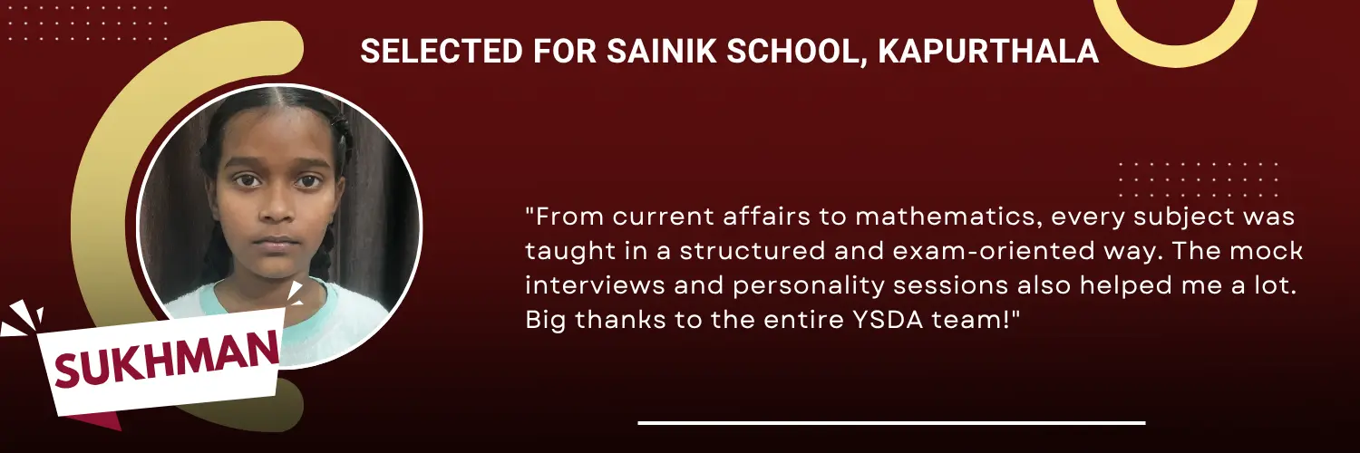 Selected in Sainik School Kapurthala