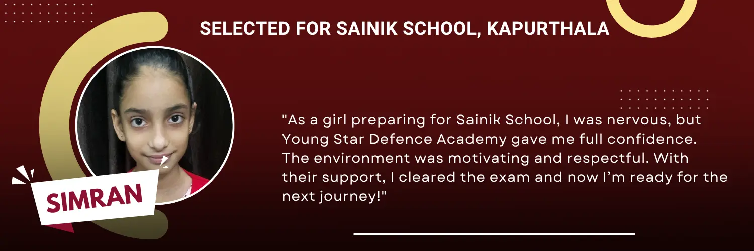 Selected in Sainik School Kapurthala