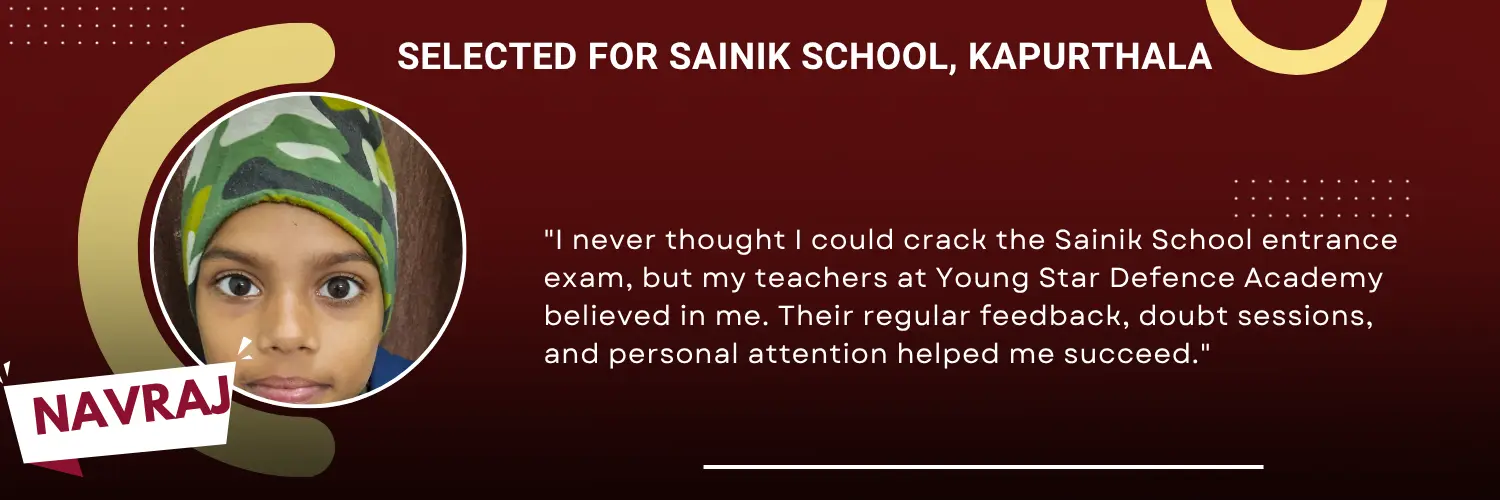 Selected in Sainik School Kapurthala