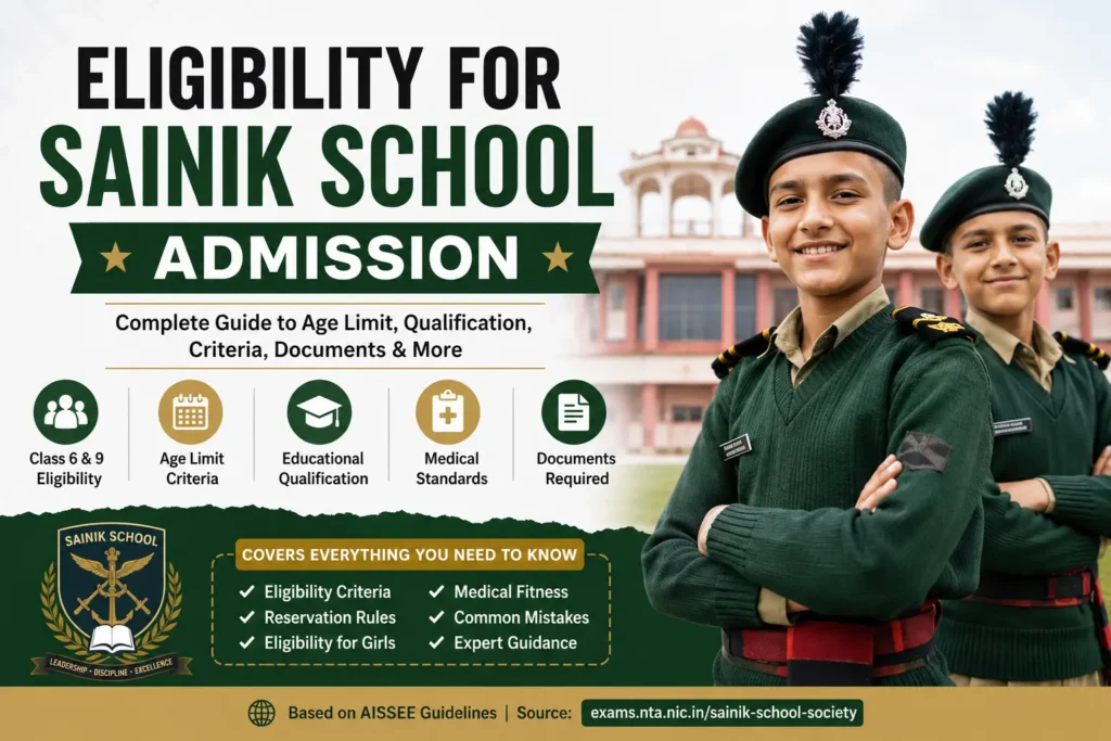 Eligibility for sainik school admission 3 Eligibility for Sainik School Admission including age limit qualification medical standards and AISSEE criteria
