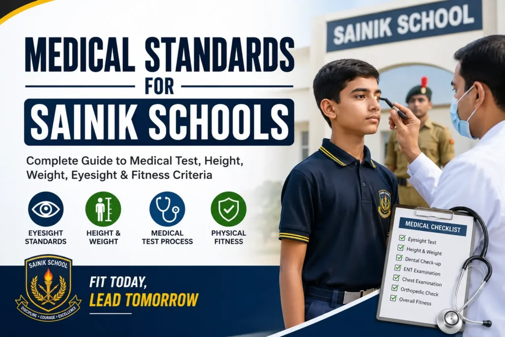 Medical Standards for Sainik School Admission 1 Sainik School medical standards including eyesight test height weight and physical fitness requirements