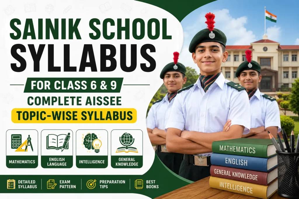 Syllabus for Sainik Schools 12 Sainik School syllabus for Class 6 and 9 students preparing for AISSEE entrance exam