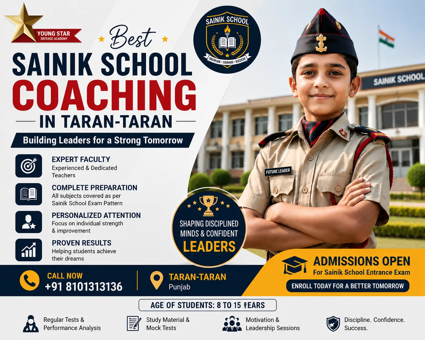 Sainik School coaching in Tarn Taran — Young Star Defence Academy Amritsar campus