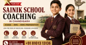 Best Sainik school Coaching in Chandigarh 1 Boy and girl students promoting Sainik School Coaching in Chandigarh by Young Star Defence Academy for AISSEE, RMS, and RIMC entrance exam preparation.