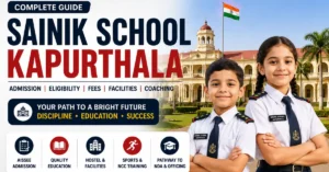 Sainik School Kapurthala admission guide with boy and girl students in uniform by Young Star Defence Academy
