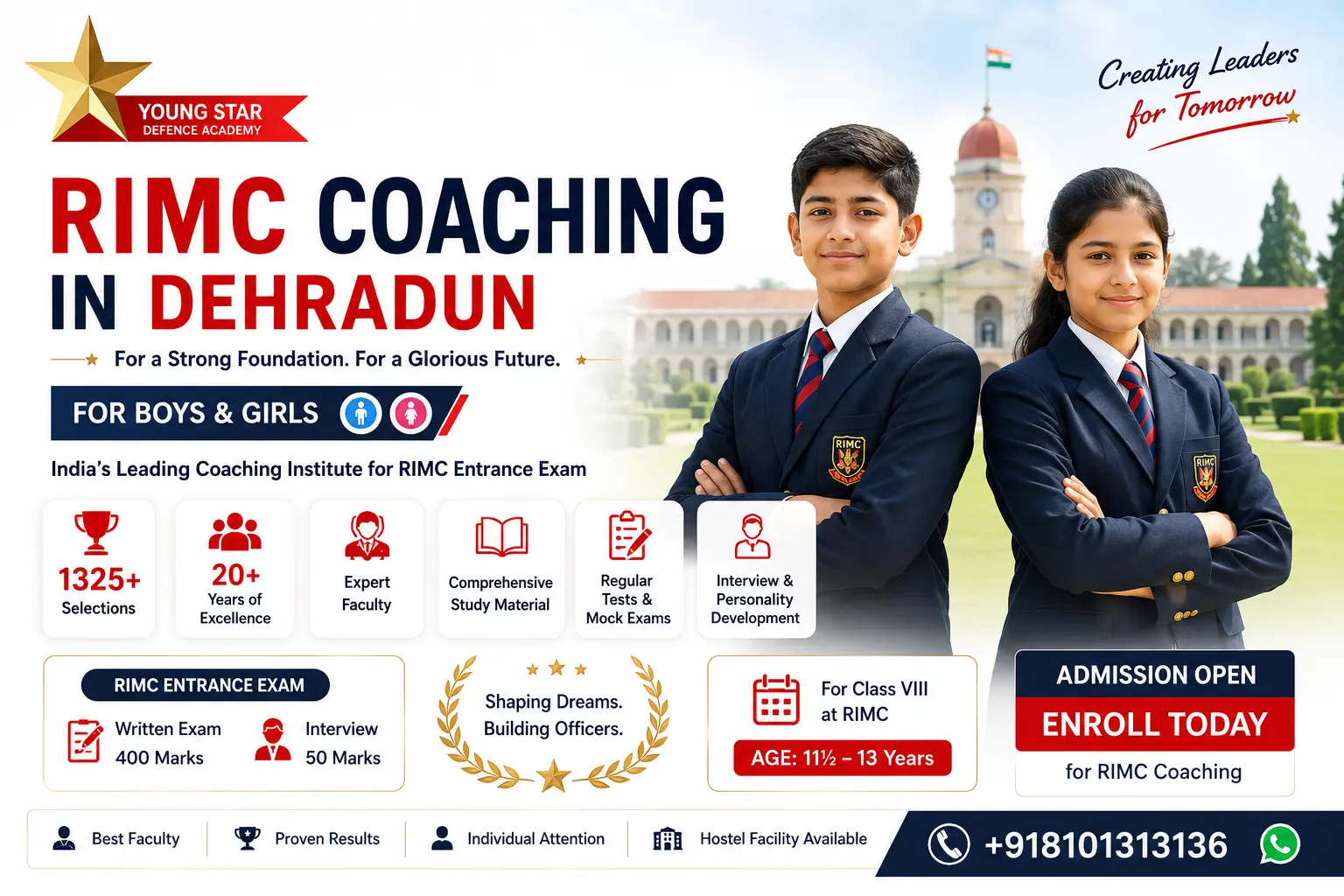 Best RIMC Coaching in Dehradun - Young Star Defence Academy - Written Exam, SSB Interview, Physical Training