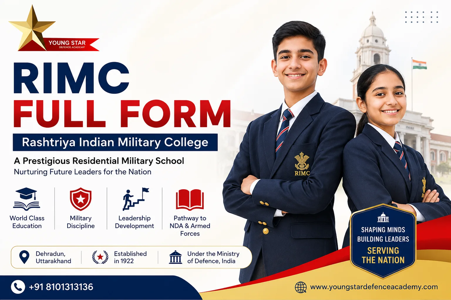 RIMC Full Form – Rashtriya Indian Military College admission, eligibility and entrance exam guide by Young Star Defence Academy