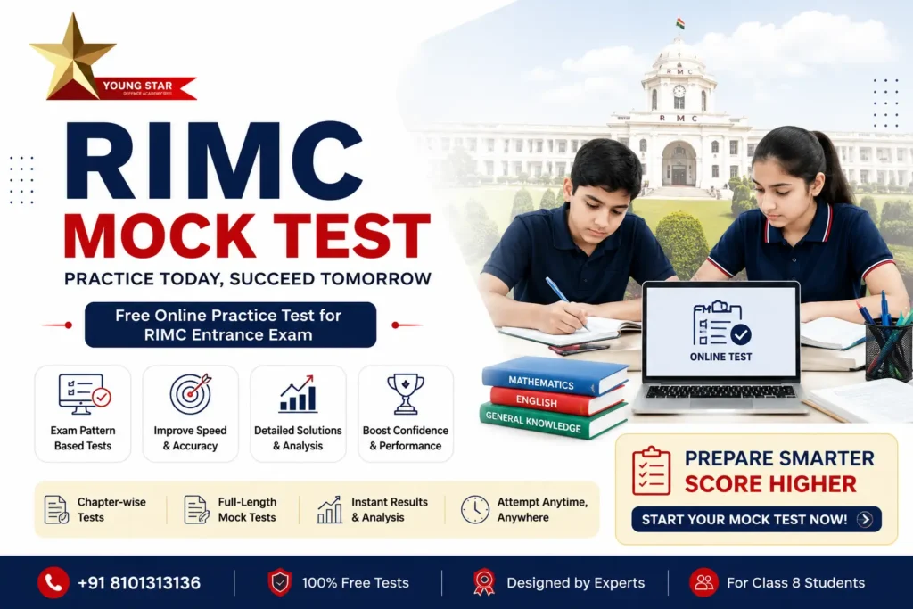RIMC Mock Test 1 RIMC Mock Test – Free Online Practice Test for RIMC Entrance Exam by Young Star Defence Academy