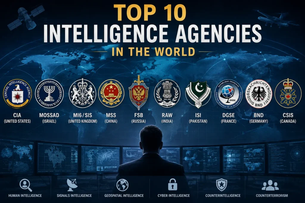 Top 10 intelligence agencies in the world including CIA, Mossad, MI6, RAW and other major agencies